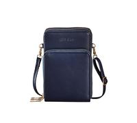 Coopers of Stortford - Navy Compact Crossbody Bag - 3 Zip Compartments - Faux Leather - Adjustable Strap