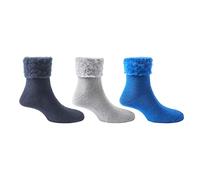 Coopers of Stortford - Pack of 3 Bed Socks - Super Soft Brushed Fleece Socks with Fold Over Cuffs for Warmth and Comfort - Machine Washable