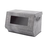 Coopers of Stortford - Pack of 3 Stackable Storage Boxes 56l - Magnetic Lid | Collapsible metal frame, see-through panels, magnetic lids, 56L each, holds 10kg, wipe clean