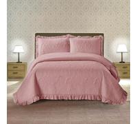 Coopers of Stortford - Pink Pinsonic Matelassé Bedspread - Lightweight, Wrinkle-Resistant Quilt with Elegant Rose Pattern, Supplied with Pillow Shams