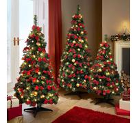 Coopers of Stortford - Pop Up Christmas Tree - Pre Lit and Pre Decorated Artificial Tree with Red Bows and Gold Baubles - Warm LED Lights and Easy Storage - 152cm/5ft