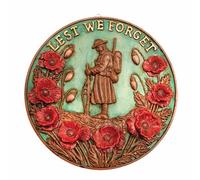 Coopers of Stortford - Poppy Wall Plaque - 3D Weatherproof Polyresin Tribute for Remembrance, Indoor or Outdoor Display - Dia. 20cm