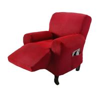 Coopers of Stortford - Recliner Chair Cover Wine - Stretch Fit Armchair Protector with Lever Cut-Out - Side Pocket Storage - Washable Furniture Slipcover