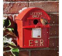 Coopers of Stortford - Red Letter Box Birdhouse for Garden Birds - Frost Proof Resin Nesting Box with Hanging Aperture and Sliding Back for Easy Cleaning - 24.5 x 19.5 x 12.5cm