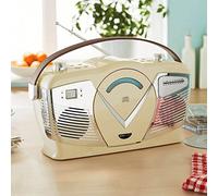 Coopers of Stortford - Retro CD Boombox with AM/FM Radio - Portable Sound System, Containing USB Port, MP3 and Stereo Speakers - Mains or Battery-Powered Home Radio with LCD Display