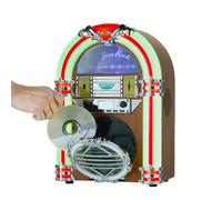 Coopers of Stortford - Retro Mini Jukebox, Bluetooth, CD, FM Radio and USB | Bluetooth, CD, FM radio, USB, SD card and AUX, 7 colour-changing LEDs, 60s jukebox styling