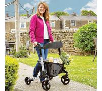 Coopers of Stortford Rollator Lightweight Aluminium Frame Height Adjustable Handles Folding Design With Brakes Mesh Seat And Detachable Holdall