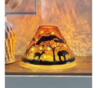 Coopers of Stortford - Safari Lamp with String Lights - LED Crackle Glass Light - Battery Operated - Warm Ambient Glow - Decorative Table Lamp - African Inspired Design