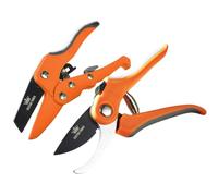 Coopers of Stortford - Secateurs Pack of 2 - Bypass & Ratchet Anvil - Carbon Steel Blades - Comfort Handles - 19.5cm/17cm