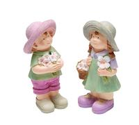Coopers of Stortford - Set 2 Decorative Garden Ornaments - Max and Marie Garden Figures, Made from Weather-Resistant Polyresin