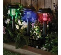 Coopers of Stortford - Set of 3 Solar Mosquito Zapper Stake Lights - Colour-Changing Garden Lights - Insect Zapper Function - Remote Control - 15 Colours - Auto Timer