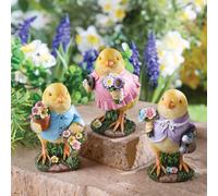 Coopers of Stortford Set Of 3 Spring Chicks - Adorable Easter Decor For Home Or Garden, Weather-Resistant Polyresin, 10X7.5X6.5Cm