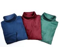 Coopers of Stortford - Set of 3 Womens Roll Neck Jersey Tops - Long Sleeve Soft Stretchy Layering Tops in Bordeaux, Green & Navy - Easy Care Polyester Elastane
