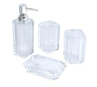 Coopers of Stortford - Set of 4 Acrylic Bathroom Accessories - Crystal Look - Durable - Includes Soap Dispenser