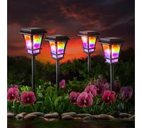 Coopers of Stortford - Set of 4 Solar Stake Lights with Galaxy Effect Lanterns - Outdoor Garden Path Lights with Automatic Dusk Illumination