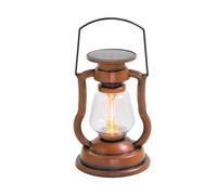 Coopers of Stortford - Solar Bronze Storm Lantern with LED Flickering Flame Light - Vintage Oil Lamp Style, Weatherproof Garden Decor