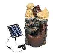 Coopers of Stortford - Solar Puppy Water Feature with LED Lights - Solar Powered Decorative Pet Sculpture - Made from Weatherproof Polyresin - Outdoor Garden Water Fountain