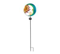 Coopers of Stortford - Solar Stake Light in Moon & Sun Design - Tranquil Outdoor Feature with Crackle Glass Globe - Decorative Garden Light