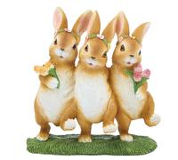 Coopers of Stortford - Spring Dancing Rabbits - Weather-Resistant Polyresin - H18 x W19 x D10cm