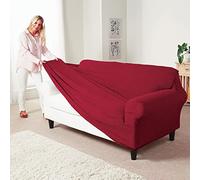Coopers of Stortford - Stretch Sofa Cover - Washable Polyester Furniture Protector for Armchair, 2 or 3 Seater - Wine Cream or Biscuit
