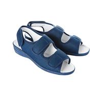 Coopers of Stortford - Touch-Fasten Mesh Sandals for Women - Wide Fit, Womens Slip-On Shoes with Shock-Absorbing Wedge Sole (Navy, UK Footwear Size System, Adult, Women, Numeric, Medium, 5)