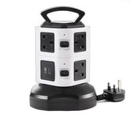 Coopers of Stortford - Tower Extension Lead with 7 Sockets plus USB and USB-C - Retractable 152cm Cable - Surge Protection