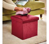 Coopers of Stortford Velvet Multi-use Foldable Footstool and Storage Box (Wine)