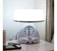 Coopers of Stortford White Touch Control Table Lamp With Led Light, Fm Radio, Radio Controlled Clock, Alarm Mode & Auto Time Set, L23 X W21 X H16Cm