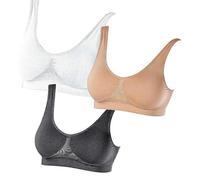 Coopers of Stortford - Womens Comfort Bras Pack of 3 - Stretch Pull On Bras with No Underwire Soft Support Polyester Elastane S to L (UK, Alpha, S, Regular, Regular)