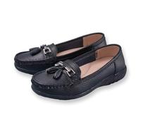 Coopers of Stortford Womens Extra-Wide EE Fit Leather Loafers | UK 4-8 | Black, Forest, Gunmetal, Navy (Black, UK Footwear Size System, Adult, Women, Numeric, Wide, 4)