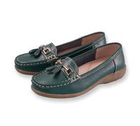 Coopers of Stortford Womens Extra-Wide EE Fit Leather Loafers | UK 4-8 | Black, Forest, Gunmetal, Navy (Forest, UK Footwear Size System, Adult, Women, Numeric, Wide, 6)
