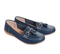 Coopers of Stortford Womens Extra-Wide EE Fit Leather Loafers | UK 4-8 | Black, Forest, Gunmetal, Navy (Navy, UK Footwear Size System, Adult, Women, Numeric, Wide, 6)