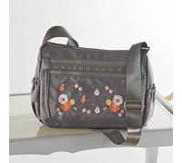 Coopers of Stortford Women's Floral Embroidered Crossbody Bag with Adjustable Strap in Grey Coopers of Stortford Grey One Size