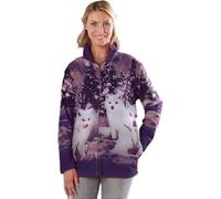 Coopers of Stortford - Women's Purple Fleece Jacket with Wolf Design - Stand-Up Collar, Zip Front, Easy-Care Polyester and Machine Washable