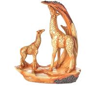 Coopers of Stortford - Wood Effect Giraffe Ornament - Decorative Resin Giraffe Sculpture - Mother and Calf Figurine with Natural Wood Look - African Style Animal Statue