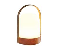Coopers of Stortford - Wood Effect LED Lantern Light - Battery Powered Outdoor Portable Lamp with Handle - Warm White Glow, Weatherproof Scandi Style