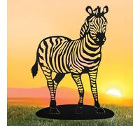 Coopers of Stortford - Zebra Silhouette Garden Stake - Black Powder-Coated Iron - Intricate Cut-Out Design - Easy Push-In Installation - Decorative Outdoor Lawn Art