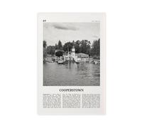 Cooperstown Black And White, New York, USA City Map Travel Landscape Canvas Art Wall Decor Posters Home Bar Restaurant Garage Cafe Logo Gift 12x18inch(30x45cm)