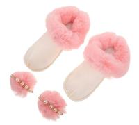 COOPHYA 1 Pair Winter Warm Fuzzy Slippers Inserts with Removable Plush Liner and 2pcs Pink Pompom, Soft and Warm Insoles for Hiking and Outdoor Use, Size 42-43