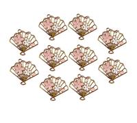 COOPHYA 10 Pcs Hollow Fan Shaped Jewelry Charms with Cherry Blossom Pattern Lightweight DIY Accessories for Bracelets Necklaces Keychains Portable and Fade Resistant Pendants