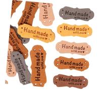 COOPHYA 100pcs Clothes Leather Embossed Tags for Hats and Coats, Easy to Use Flexible Leather Labels, for Custom Made Present Products and Yarn Projects