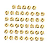 COOPHYA 100pcs Golden Spacer Beads Rhinestone Crystal Rondelle for Jewelry Making, Big Hole Bling Beads for Bracelets and Necklaces DIY Craft Supplies