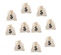 COOPHYA 10pcs Canvas Drawstring Bag for Party Packing Letter Design for Wedding Gifts and Pass The Parcel Games