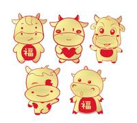 COOPHYA 10pcs Cartoon Red Envelopes for 2021 Year the Ox, Paper Material, Golden Colour, Suitable for Money and Coins, for Spring Festival and Birthdays New Year Supplies