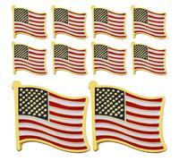 COOPHYA 10pcs Patriotic American Flag Lapel Pin - Enamel Badge Flag Lapel Pin for Suits Jackets Hat - Party Souvenir Jewelry Accessory