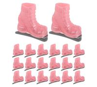COOPHYA 10pcs Simulation Doll Roller - Mini Skating Shoes Accessories Kit - Miniature Ice Skates For Dollhouse Winter Scene Decor Fairy Garden Cake Topper Pink