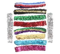 COOPHYA 10pcs Soft Stretchy Sports Headbands for Women Non Slip Sweat Bands Glitter Design Elastic Hair Bands for Yoga Running Dance Performance Fashionable Girls Headband