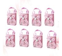 COOPHYA 12pcs Mini Tote Candy Bags with Handles, Kraft Paper Shower Gift Bags Featuring Sweet Shoes and Stroller Prints, for New Year and Christmas Party Favors for Boys