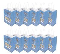 COOPHYA 12pcs Paper Bags Handheld Bags Blue with Handle Food Transportation Storing Sweets Graduation Parties Party Supplies