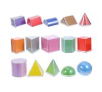 COOPHYA 15pcs Perspective Geometric Model Place Value Manipulatives Kindergarten Supplies Counting Cubes for Math Clear Blocks for Linking Cubes Shape Reconige Wooden Pattern
